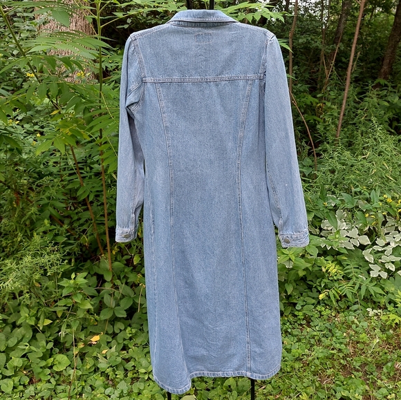 Vtg Denim Button Front Midi Dress - Picture 2 of 7